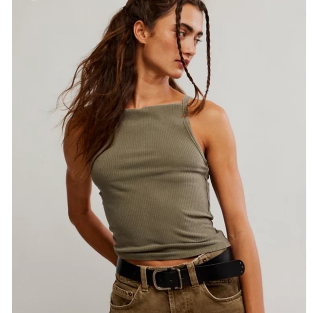 FREE PEOPLE We The Free Mia Tank Top NWOT Caiman Army Green